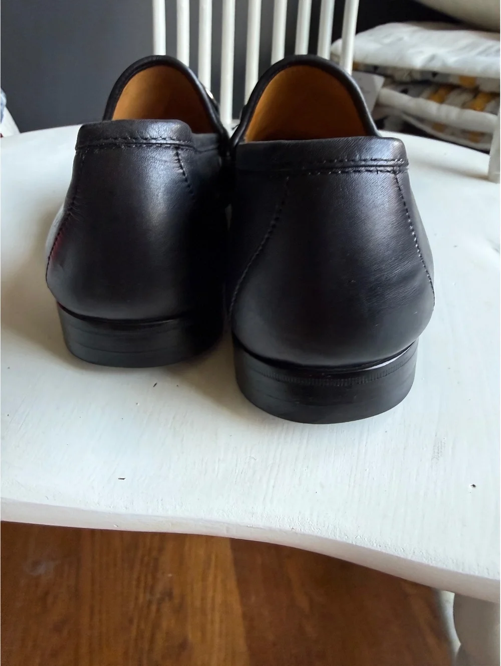 Gucci Men's Black Leather Horsebit Loafers Size 8D